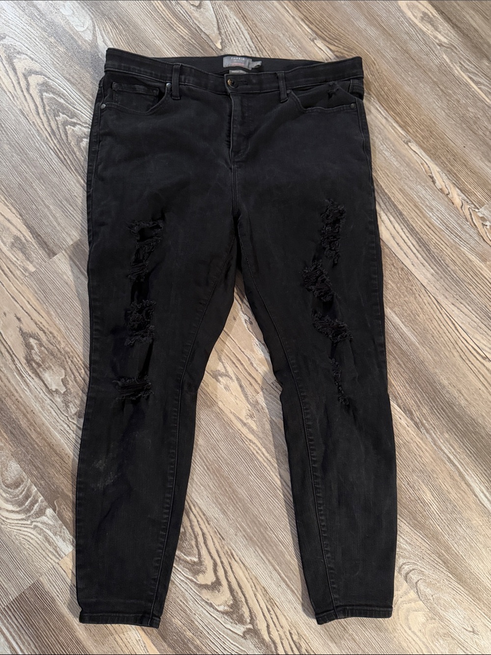 torrid Black High-Rise Ripped Skinny Jeans